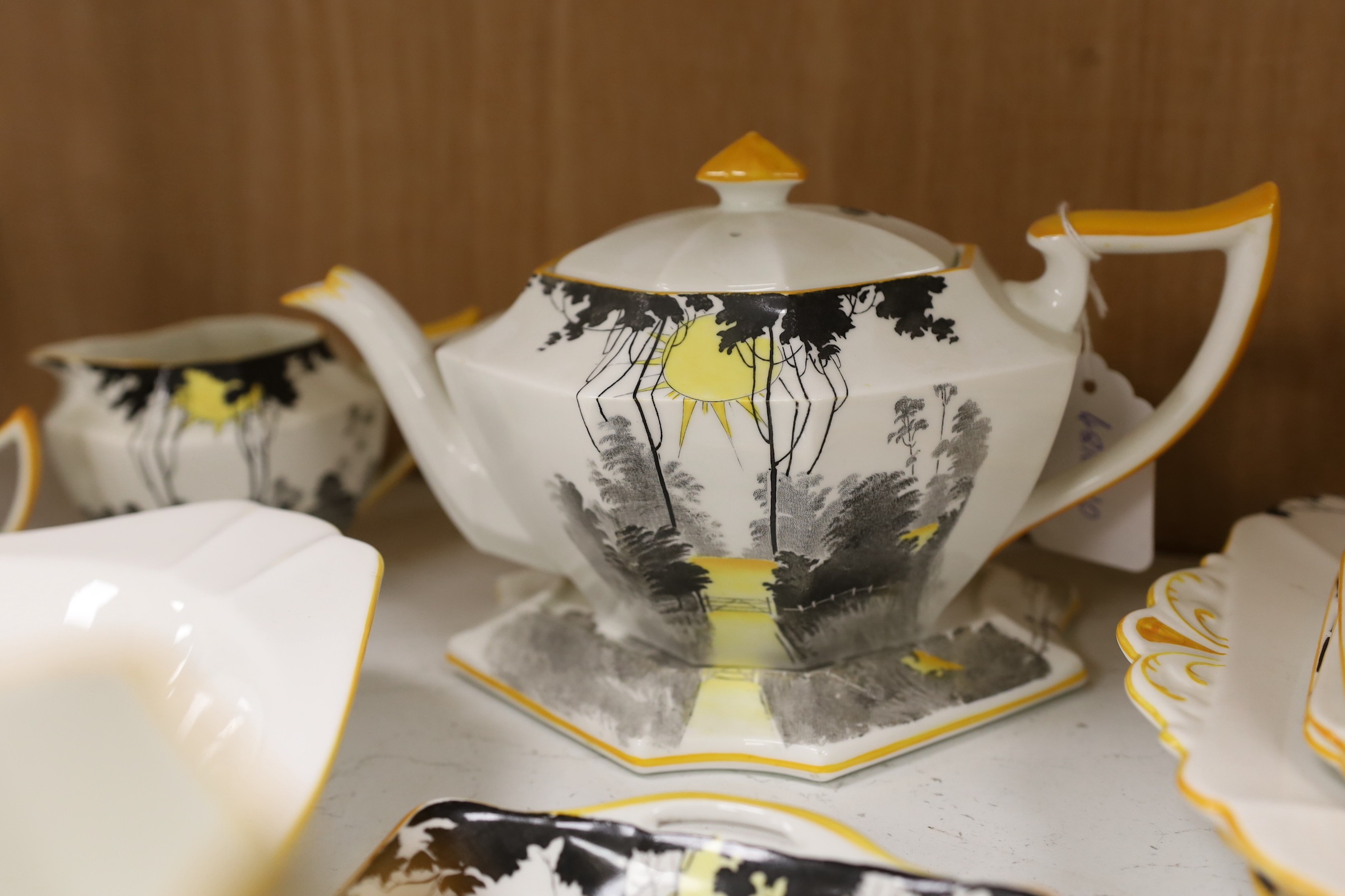 A Shelley ‘Sunrise and Tall Trees’ pattern part tea service